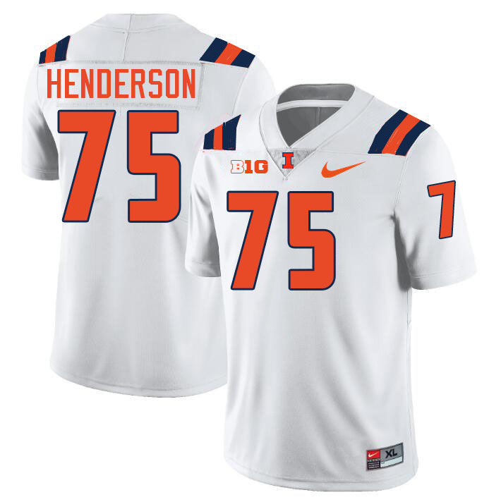 Men #75 Brandon Henderson Illinois Fighting Illini College Football Jerseys Stitched-White